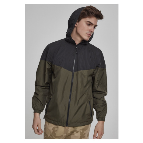 Pánská bunda // Urban classics 2-Tone Tech Windrunner blk/darkolive