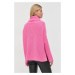 Kašmírový svetr MAX&Co. dámský, růžová barva, lehký, s golfem