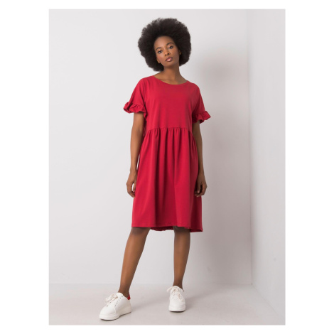 Červené dámské volné šaty -bordo Vínová Rue Paris
