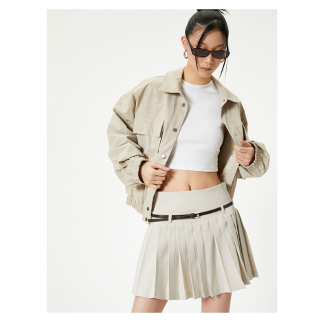 Koton Pleated Mini Skirt with Belt, Comfortable Fit