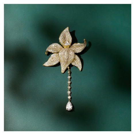 Éternelle Luxusní brož Swarovski Elements Claire - květina B7096-LXT0403A Zlatá