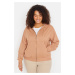 Trendyol Curve Mink Hooded Basic Thin Knitted Sweatshirt