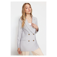 Trendyol Gray Woven Lined Double Breasted Blazer with Closure