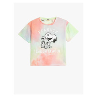 Koton Snoopy T-Shirt Licensed Short Sleeve Crew Neck Tie Dye Patterned