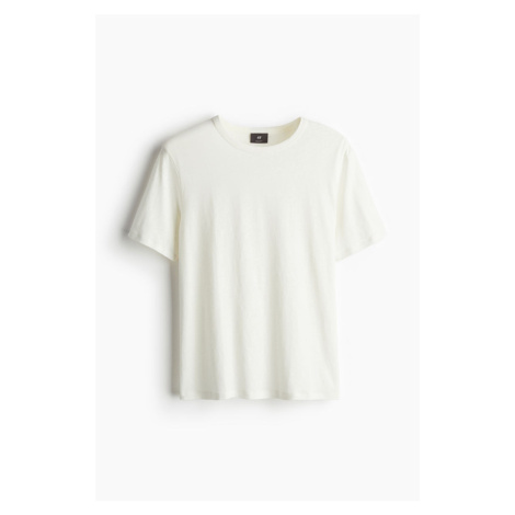 H & M - Tričko z lněné směsi Regular Fit - bílá H&M