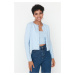 Trendyol Blue Crop Soft Textured Blouse-Cardigan Knitwear Set Knitwear Cardigan