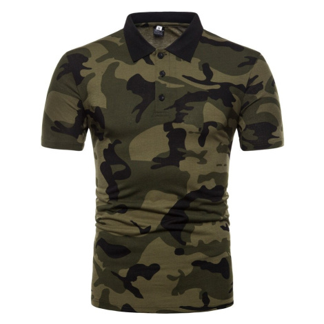 Pánské maskáčové polo military styl tričko s límečkem vojenský styl