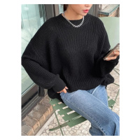 13242 Dewberry Oversize Women Sweater-BLACK