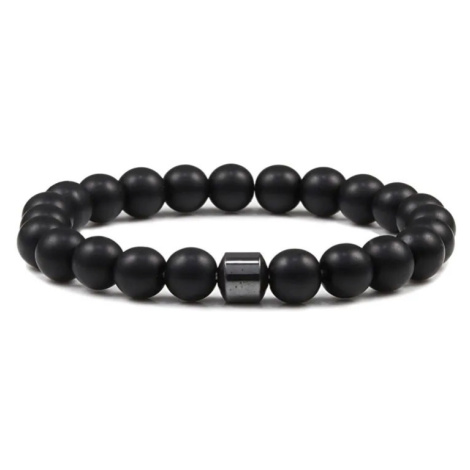 Daniel Dawson Náramek Vittorio - 8 mm achát, hematit NR2237/25 Černá 25 cm