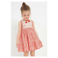 Dětské bavlněné šaty Mayoral oranžová barva, mini