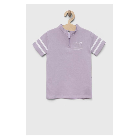 Dětské bavlněné šaty Guess fialová barva, mini