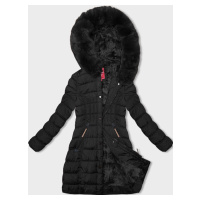 Černá dámská zimní bunda s kapucí (LHD-23013)