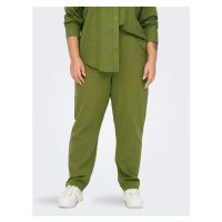 Zelené dámské lněné kalhoty ONLY CARMAKOMA Caro - Dámské