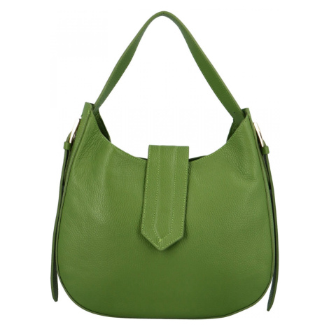 Elegantní dámská kožená kabelka Avril, zelená Delami Vera Pelle