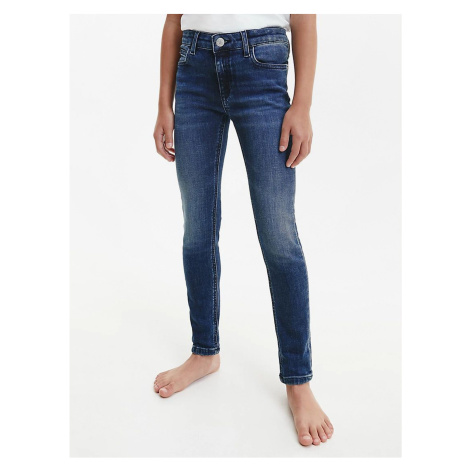 Tmavě modré holčičí skinny fit džíny Calvin Klein Jeans
