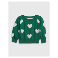 Zelený holčičí srdcový svetr GAP