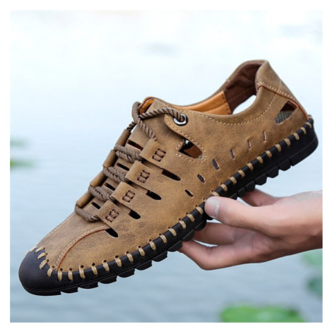 Letní kožené pánské boty na turistiku a hory MIXI FASHION