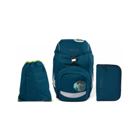 Školní set Ergobag prime - Eco blue - batoh + penál + sportovní pytel