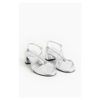 H & M - Sandálky na podpatku - stříbrná