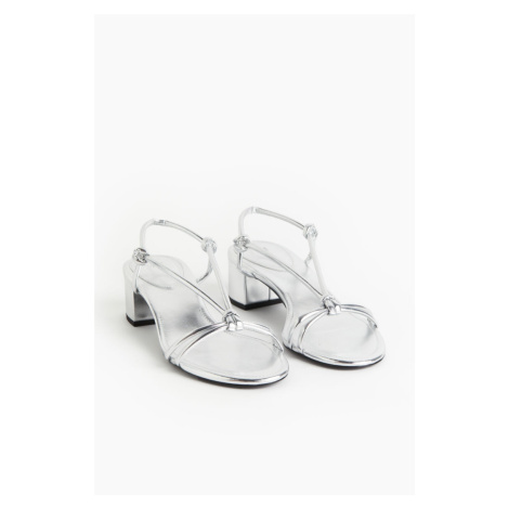 H & M - Sandálky na podpatku - stříbrná H&M