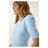 Happiness İstanbul Women's Sky Blue Soft Textured Seasonal Knitwear Blouse