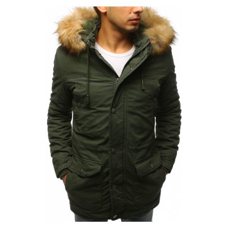 Buďchlap Zelená zimní bunda s kapucí