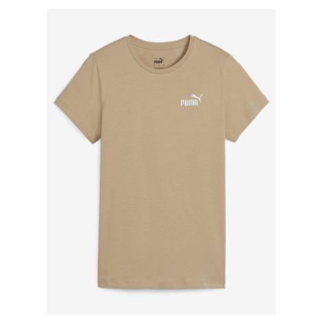 Béžové dámské tričko Puma ESS+ Embroidery Tee - Dámské