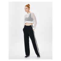 Koton Modal Fabric Sweatpants Side Striped Detailed Ribbed High Waist Pocket