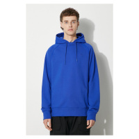 Bavlněná mikina adidas Originals pánská, s kapucí, hladká, HR5456-blue