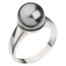 Evolution Group Stříbrný prsten se Swarovski perlou šedý 35022.3