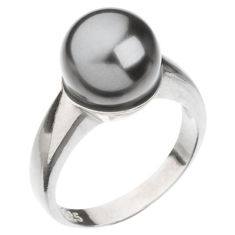 Evolution Group Stříbrný prsten se Swarovski perlou šedý 35022.3