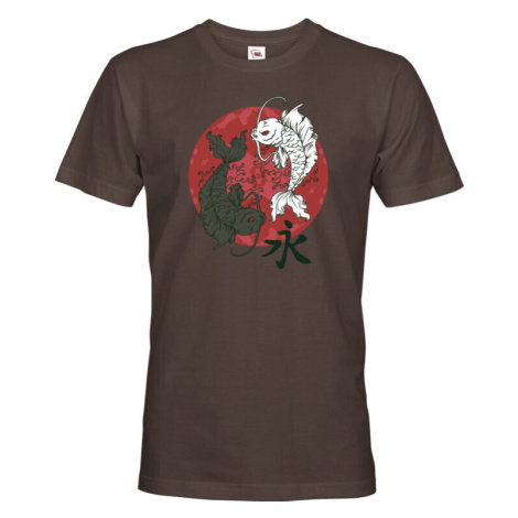Pánské tričko s potiskem Kapra japonského a symbolem Jing Jang BezvaTriko