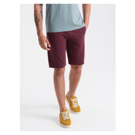 BASIC men's cotton sweat shorts - maroon V3 OM-SRBS-0149 Ombre