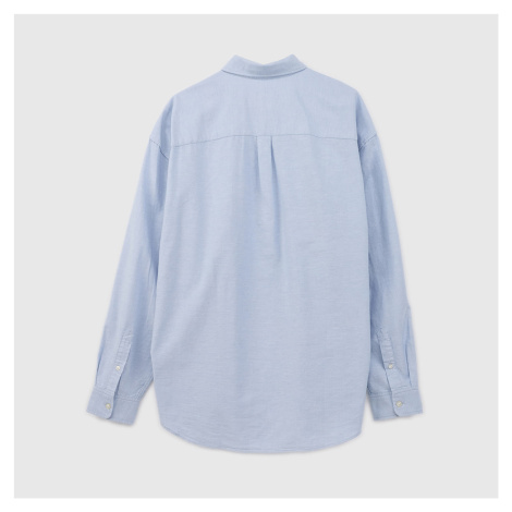 Košile GAP Longsleeve Standard-Fit Oxford Logo Shirt Light Blue