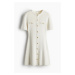 H & M - Propínací šaty z žebrovaného úpletu - bílá