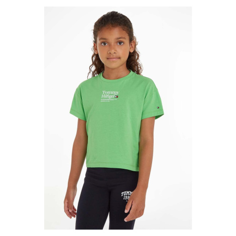 Dětské bavlněné tričko Tommy Hilfiger zelená barva