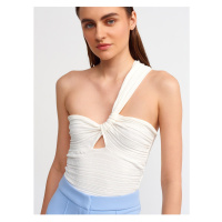 Dilvin 10168 One-Shoulder Knitwear Bustier-ecru