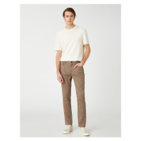 Koton Slim-fit Trousers 5-Pocket, Buttoned Textured
