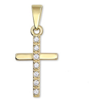 Brilio Přívěsek křížek ze žlutého zlata s krystaly 249 001 00565