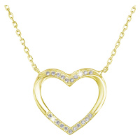 Evolution Group Pozlacený náhrdelník srdce s bílými zirkony 12010.1