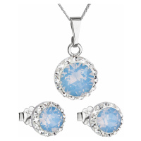 Evolution Group Sada šperků s krystaly Swarovski náušnice a přívěšek modré opálové kulaté 39152.