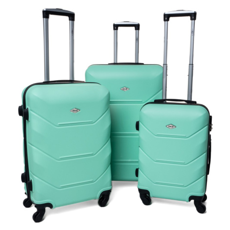 Rogal Zelená sada 3 luxusních skořepinových kufrů "Luxury" - M (35l), L (65l), XL (100l)