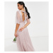 Anaya With Love Petite Bridesmaid tulle flutter sleeve maxi dress in pink