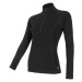 Sensor Merino Double face dámské tričko s dlouhým rukávem, krátký zip Černá