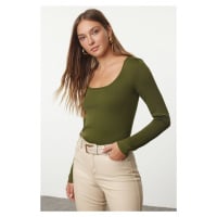 Trendyol Khaki Basic Pool Neck Knitwear Sweater