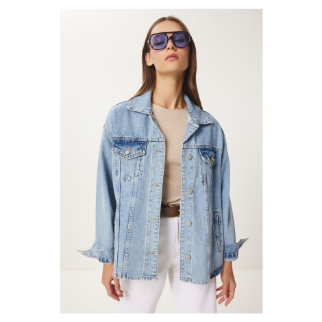 Happiness İstanbul Women's Light Blue Boyfriend Denim Jacket