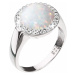 Evolution Group Stříbrný prsten se syntetickým opálem a krystaly Swarovski bílý 35060.1