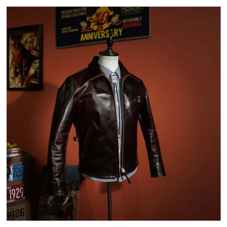 Silná jezdecká bunda z pravé kůže v retro stylu