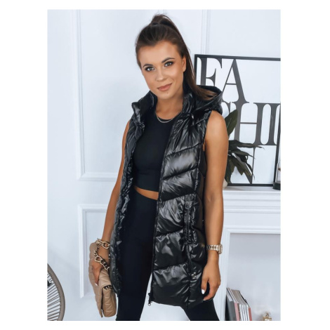 Dlouhá prošívaná vesta černé barvy DStreet