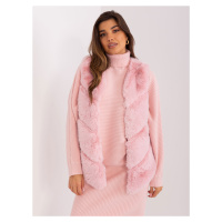 Světle růžová asymetrická chlupatá kožíšková vesta --light pink